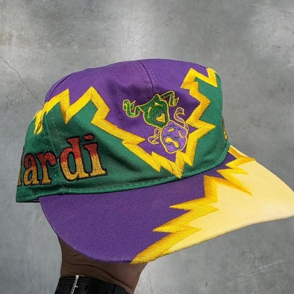 Vintage Rare Mardi Gras Parade 1990s New Orleans Vtg Jagged Edge Snapback Hat